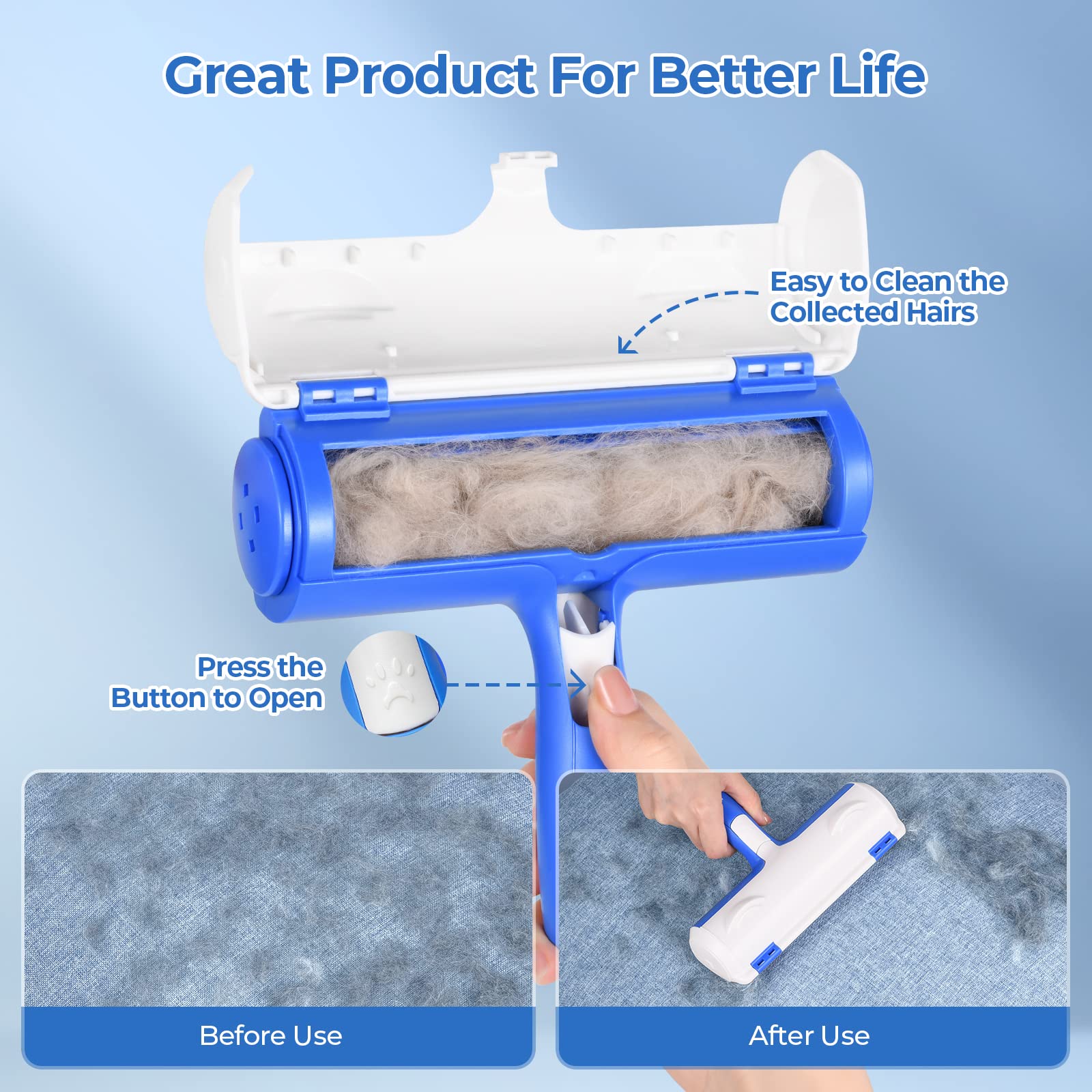 JEYORZY Haarentferner Für Tierhaare - Fusselroller Für Hunde- Und Katzenhaare Auf Möbeln