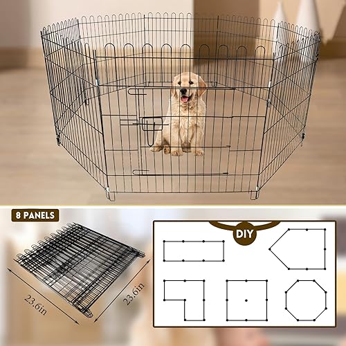 Miniatura 2 de Corralito plegable de metal para perros, corral portátil para mascotas, bolígrafos de ejercicio para cachorros, 8 paneles pequeños/medianos, valla