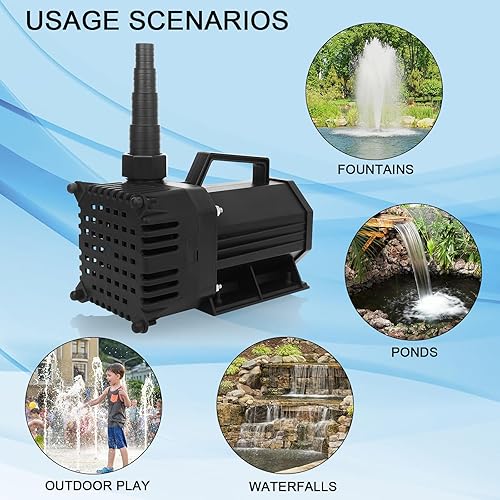 Miniatura 9 de BARST Bomba de agua sumergible de 150 W, bomba de estanque de alto flujo con cable de alimentación de 25 pies, bomba de fuente para cascada,