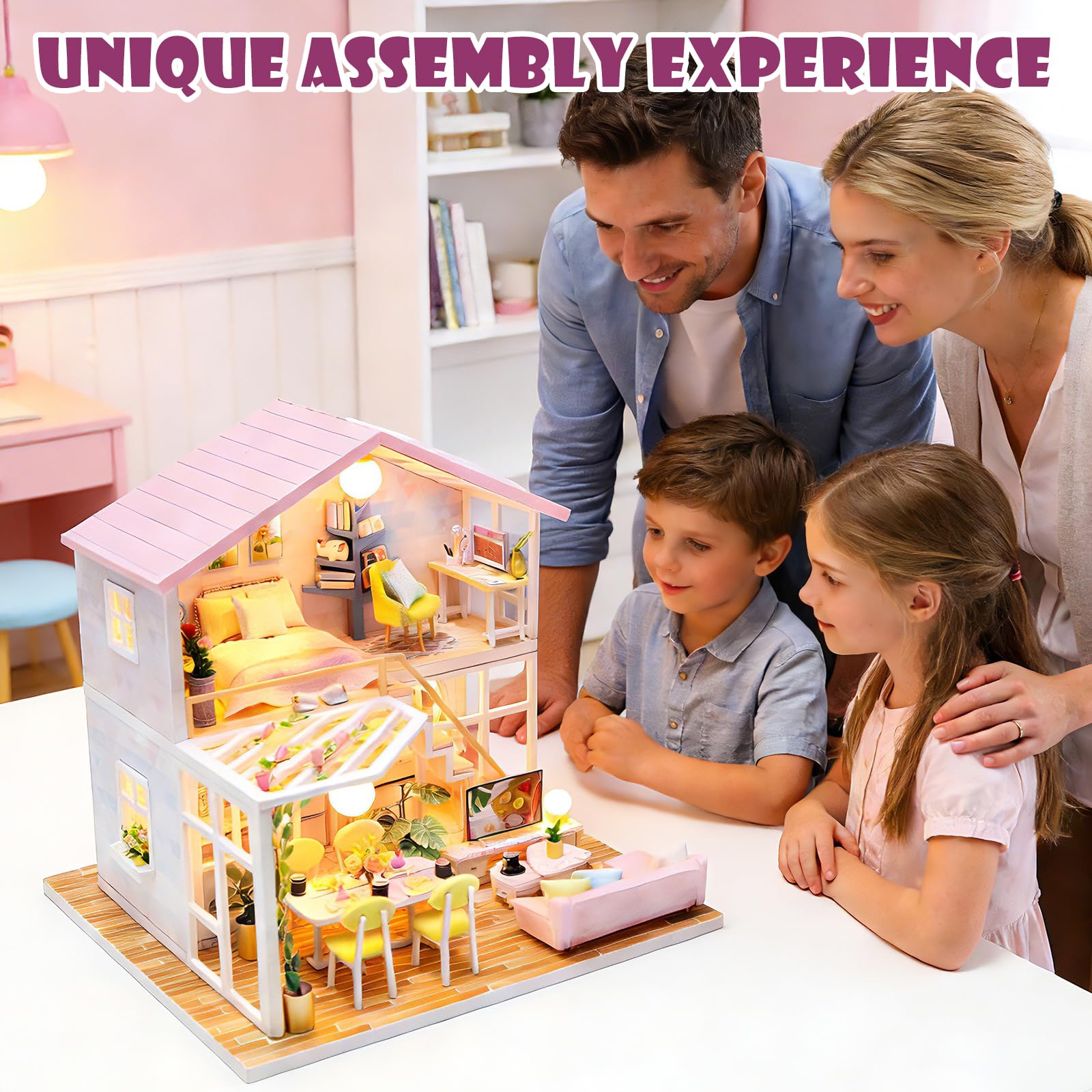 Casa en Miniatura para Adultos- Book Nook Kits de construcción de dioramas para Casas de muñecas en 3D de Madera Booknook Tiny Cozy House Decoración Regalo de cumpleaños o Navidad