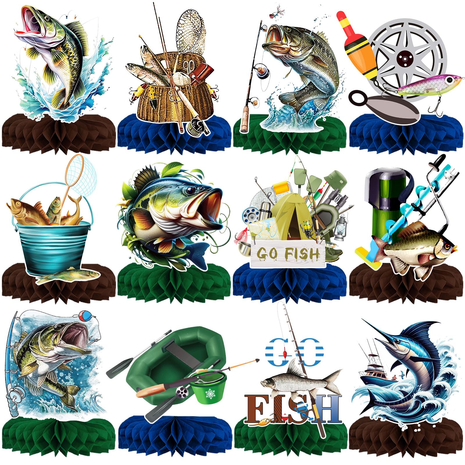 28-Piece Gone Fishing Centerpiece Set - Fish Theme Party Decorations For Birthday & Baby Shower
