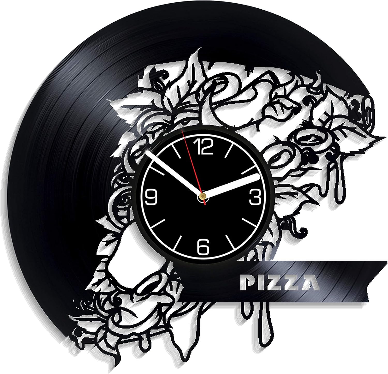 Pizza Vinyl Record Wall Clock Food Kitchen Decoration 12 inch Wall Clock Food Art Gift for Her Pizza Wall Art Food Clock Pizza Wall Clock Modern Food Gift Pizza Vinyl Clock