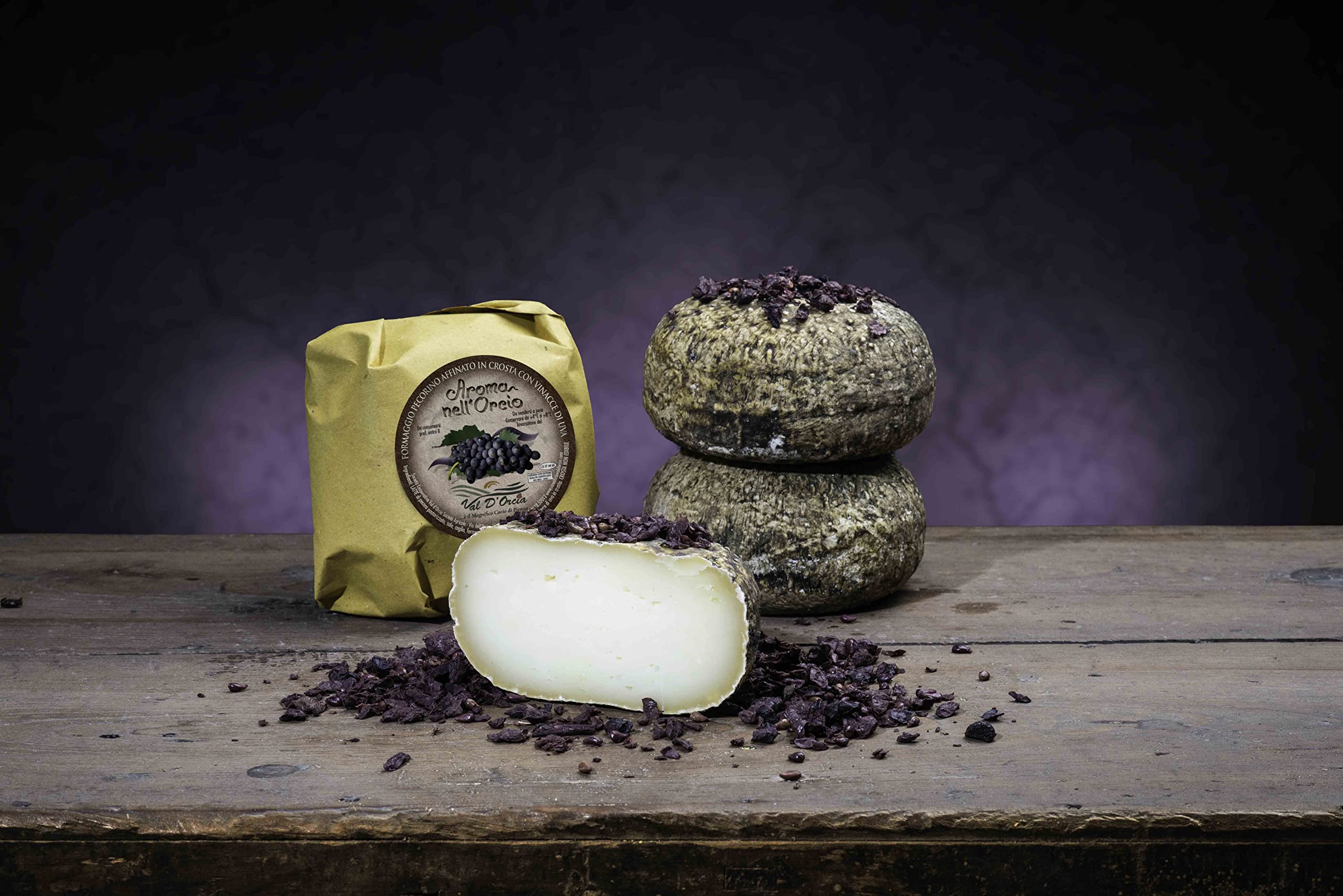 Pecorino-Käse In Tresterkruste Gereift Salumi Pasini® | Hartkäse | Typisch toskanisch | 500g | Hergestellt aus Schafsmilch