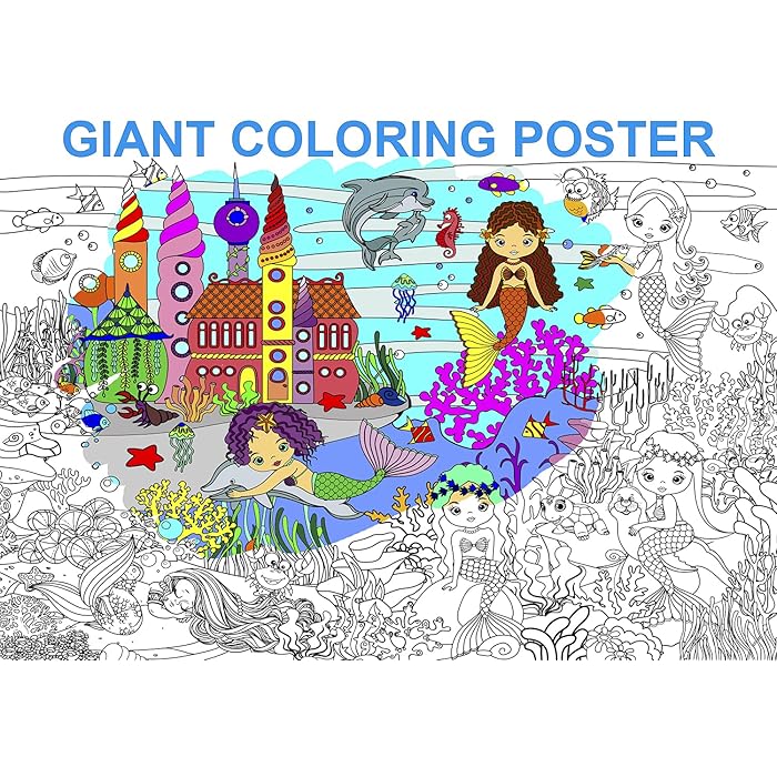 Buy Alex Art, Giant Coloring Poster Mermaid Large Wall Coloring Pages
