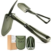 AugTouf Military Folding Camping Shovel, Offroad Survival High Carbon Steel Shovel 22.8''- Olive