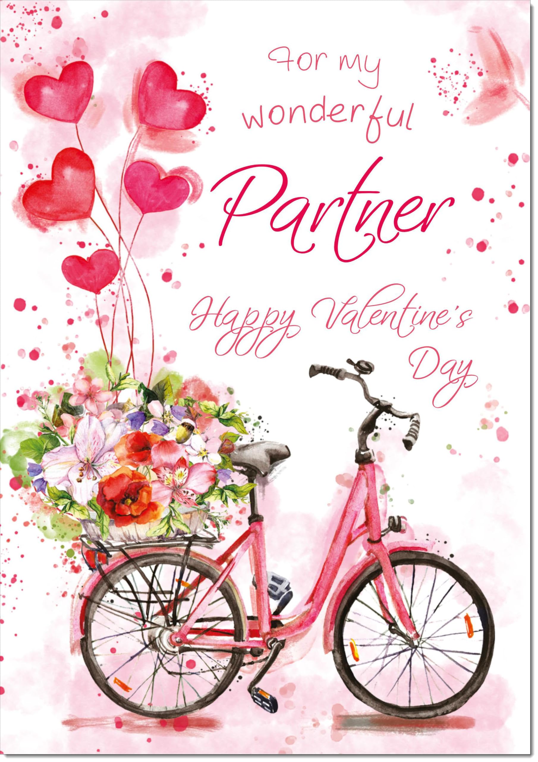 doodlecards Partner Valentine's Day Card Love Hearts on Bike Large A4 Size with Plain Envelope