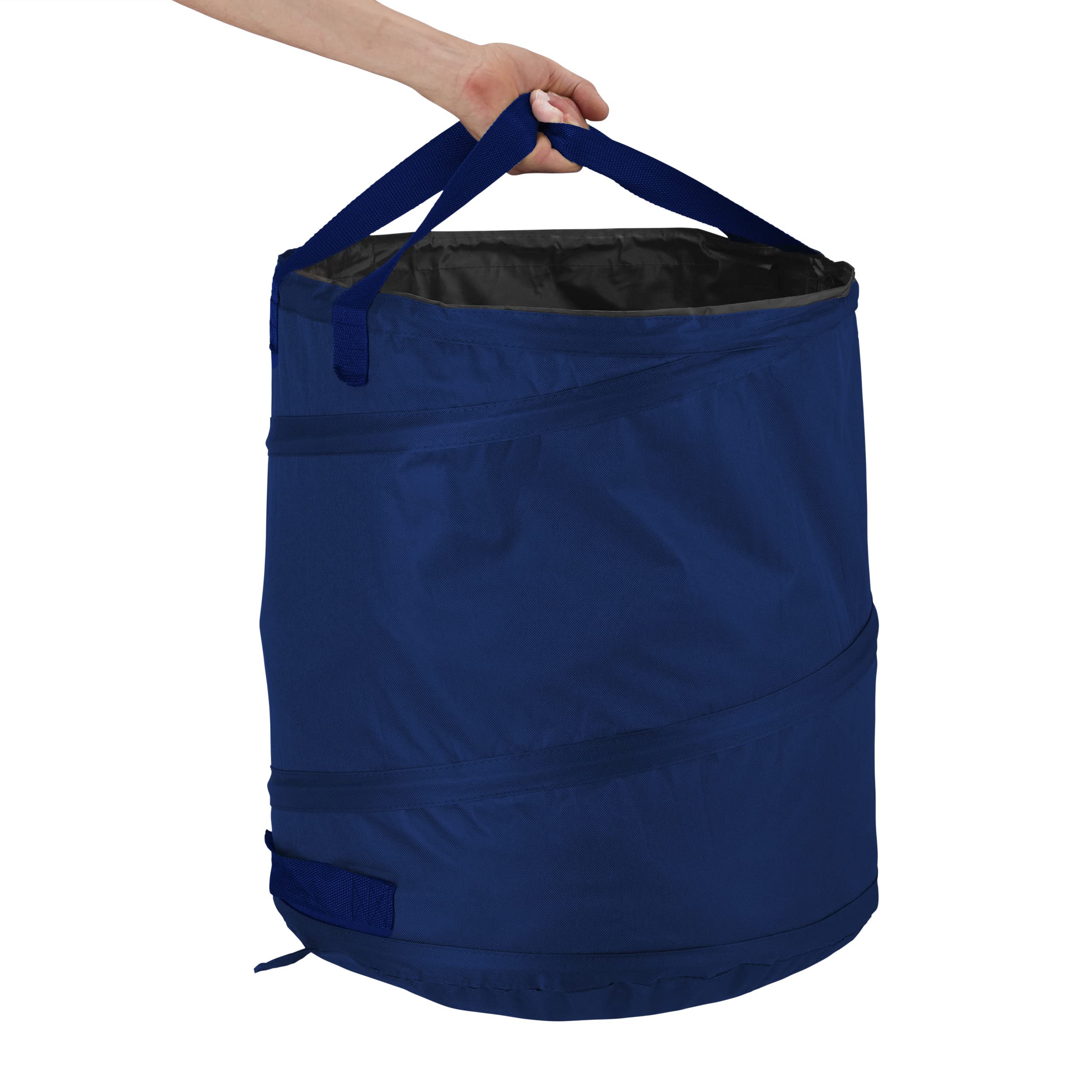 Relaxdays Sacchi da Giardinaggio, Set da 3, Fogliame e Rifiuti, Sistema Pop Up, 85 l, Impermeabile, HD 47x46 cm, Blu, Poliestere