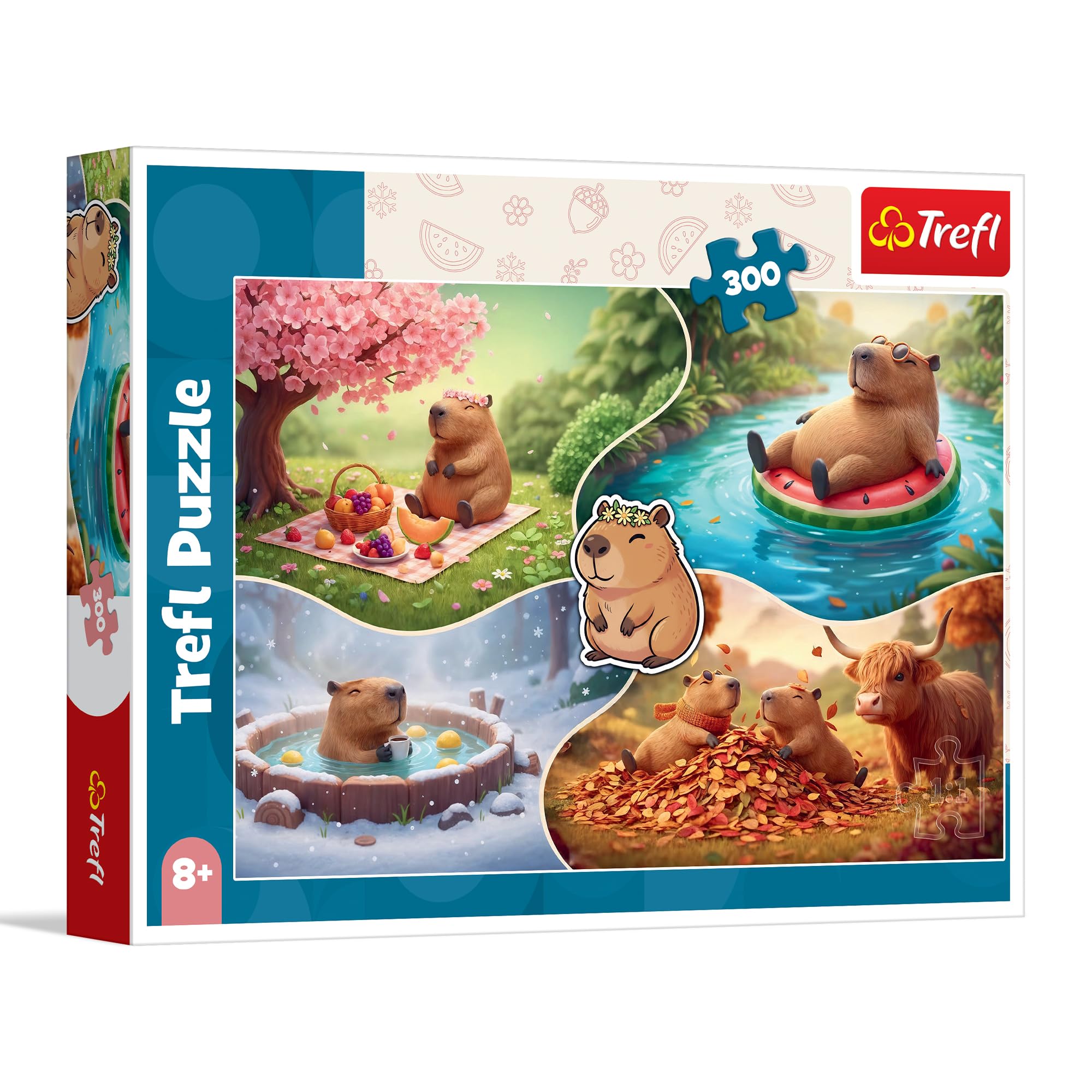Trefl - Cztery Pory Roku z Kapibarami - 300 Elementów - Kolorowe Puzzle ze Zwierzętami, Kreatywna Rozrywka, Zabawa dla Dzieci od 8 lat