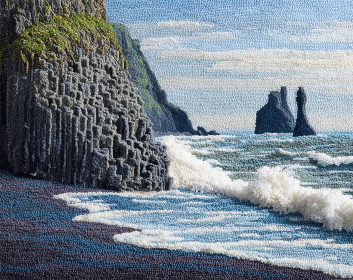 Henypt DIY Latch Hook Rug Kits Seaside Cliffs 90x120cm