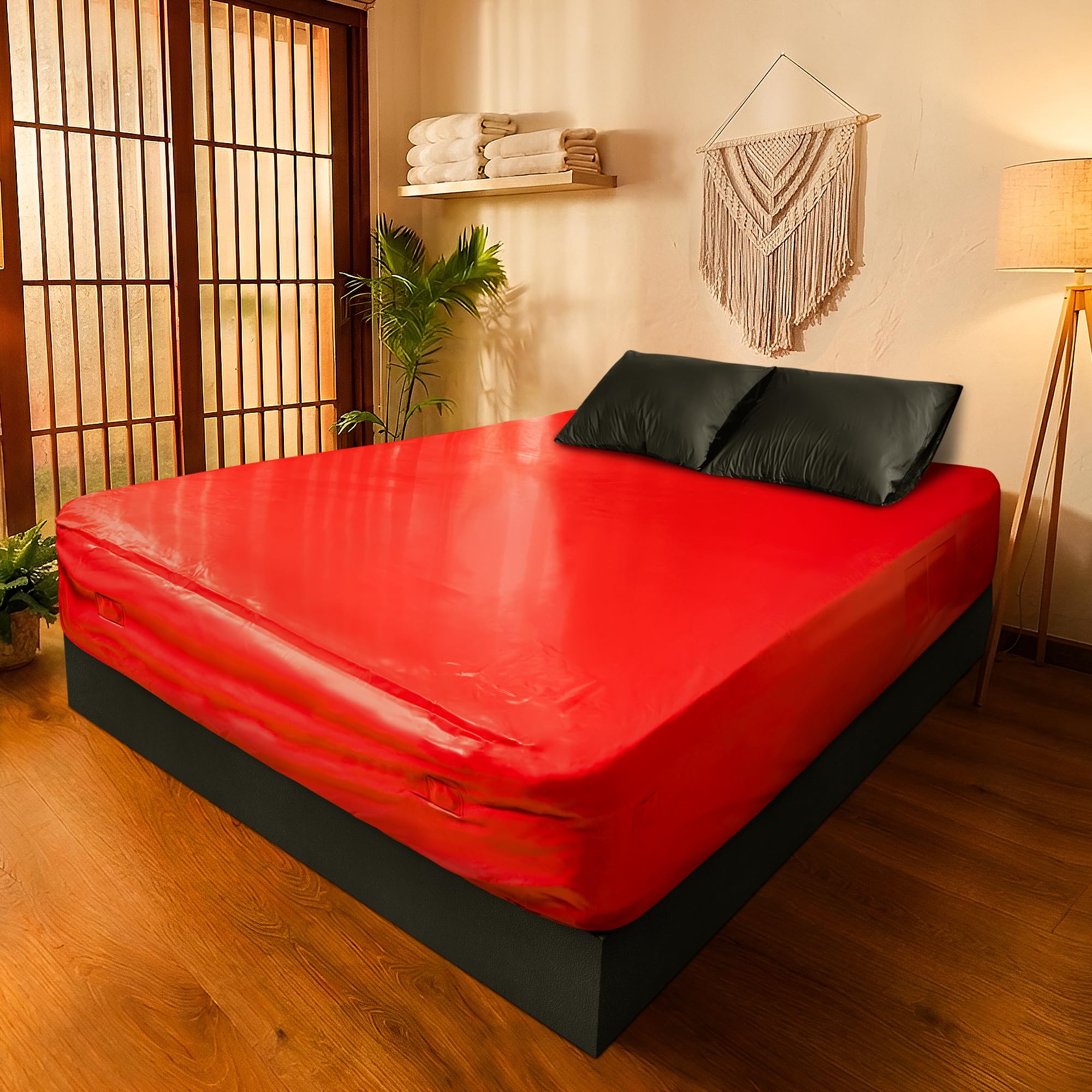 Bajera Vinilo 0,3mm Impermeable Queen 152x203cm, Antideslizante, Roja