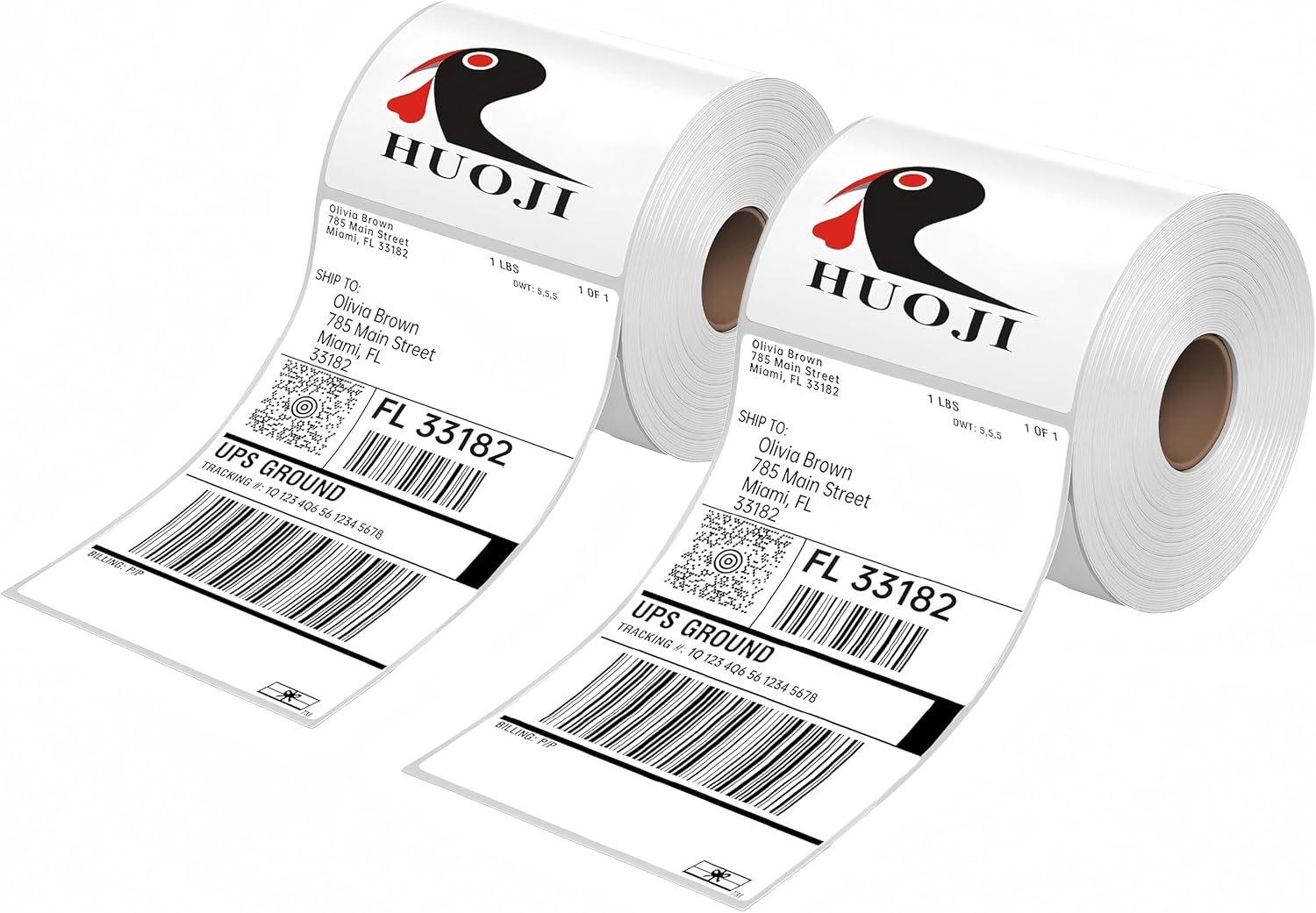 8000 4x6 Thermal Shipping Labels 500/Roll, HUOJI 4x6 Thermal Labels Roll Compatible with Rollo, Zebra, MUNBYN Printers, Commercial Grade