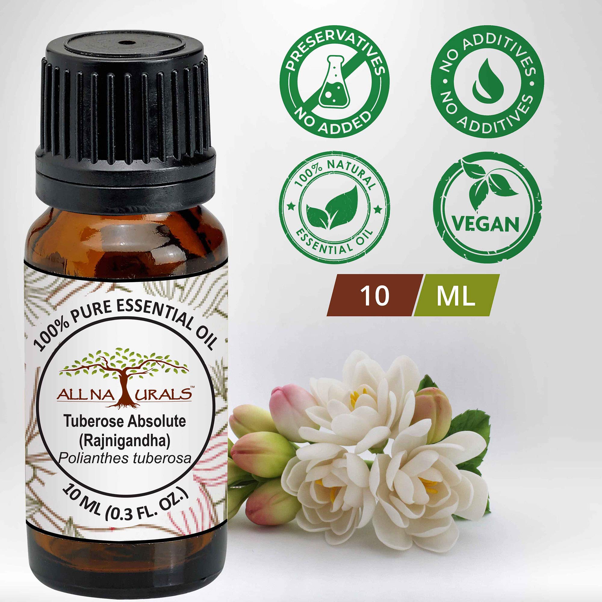 all naturals Tuberose Aka Rajnigandha Absolute Essential Oil (Kerala) Pure,Lasting Exotic Floral Aroma For Natural Perfumes,Attars,Diy Skincare & Diffusers-10 Ml|N-Hexane Extracted,Alcohol-Free 2