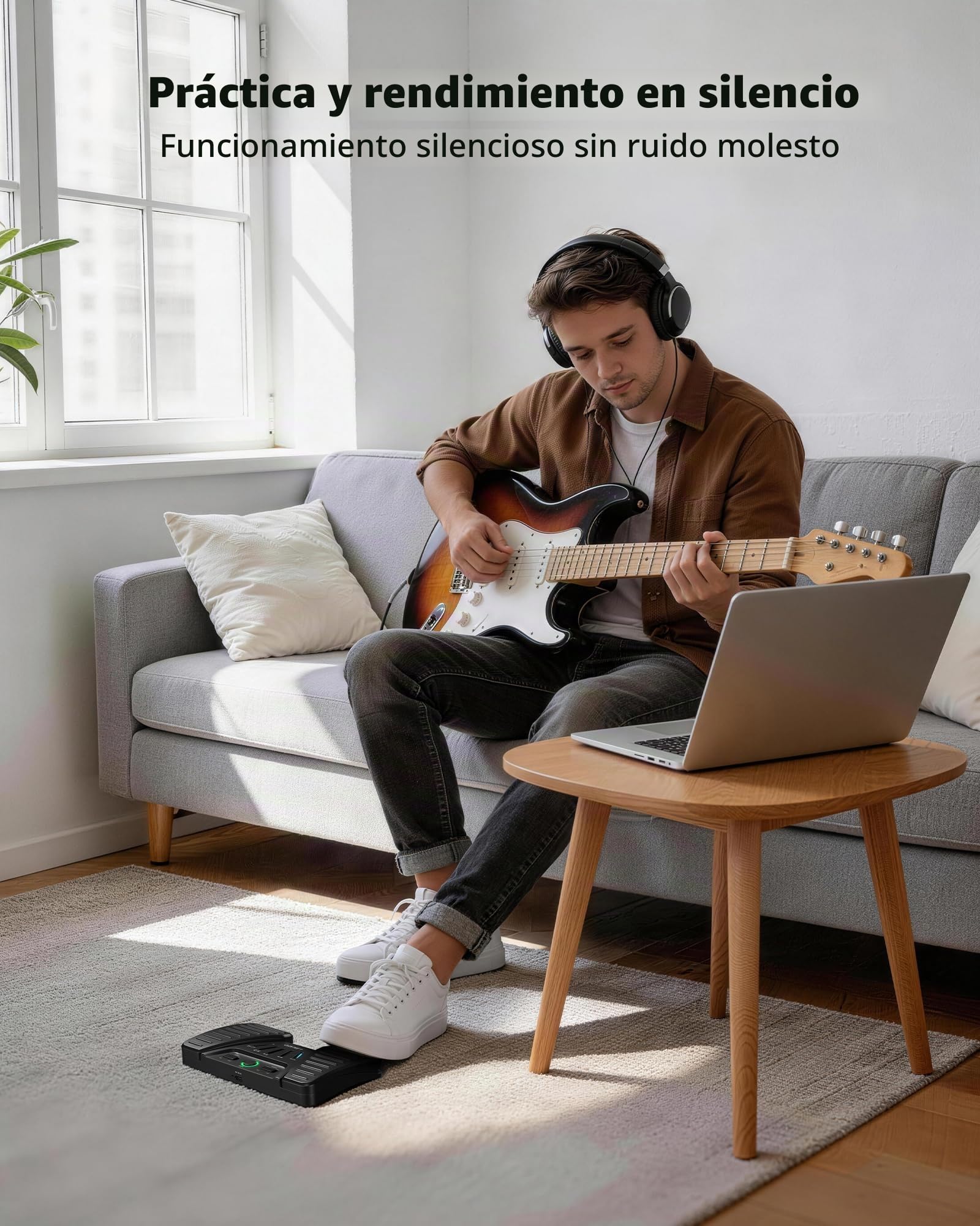 LEKATO Bluetooth Page Turner Pedal, controlador de aplicación de interruptor de pie recargable para teléfono, tabletas, portátil, 5 modos, pedal para tocar instrumentos o indicar