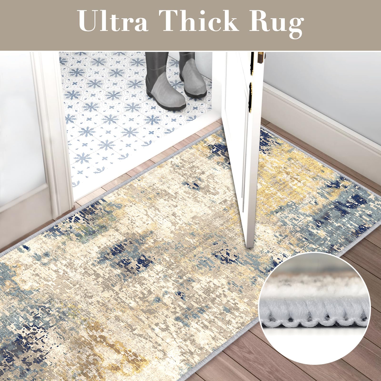 ZOKBOM Vintage Hallway Runner Rugs 60x180cm, Bohemian Blue, 60 x 180 cm (Rectangular) - Image 4