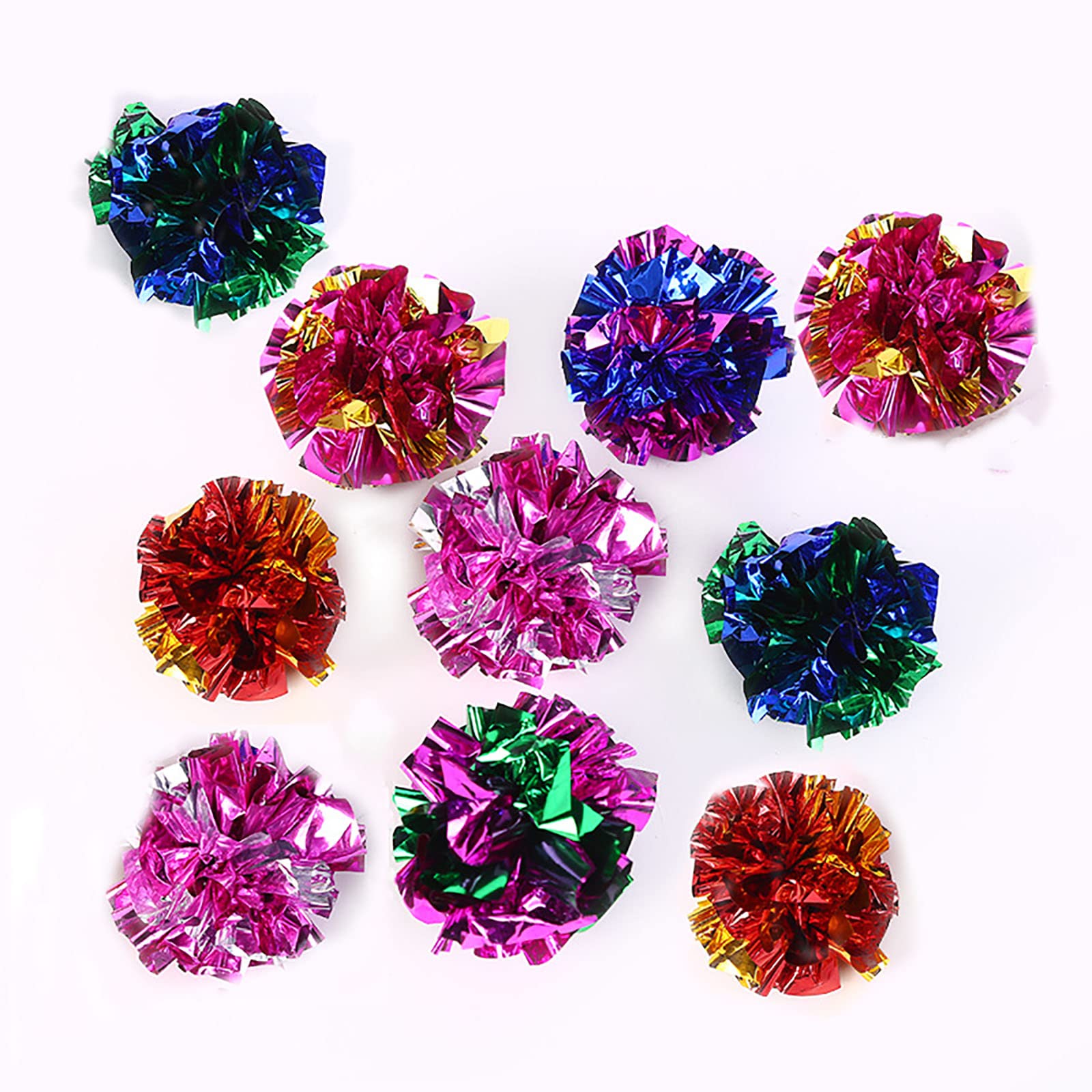 ANZONGYI 10 Pcs Mylar Crinkle Balls Colorful Crinkle Balls Cat Toys Rustle Sound Ball Cat Interactive Toys for Kittens and Grown-up Cats - Image 2