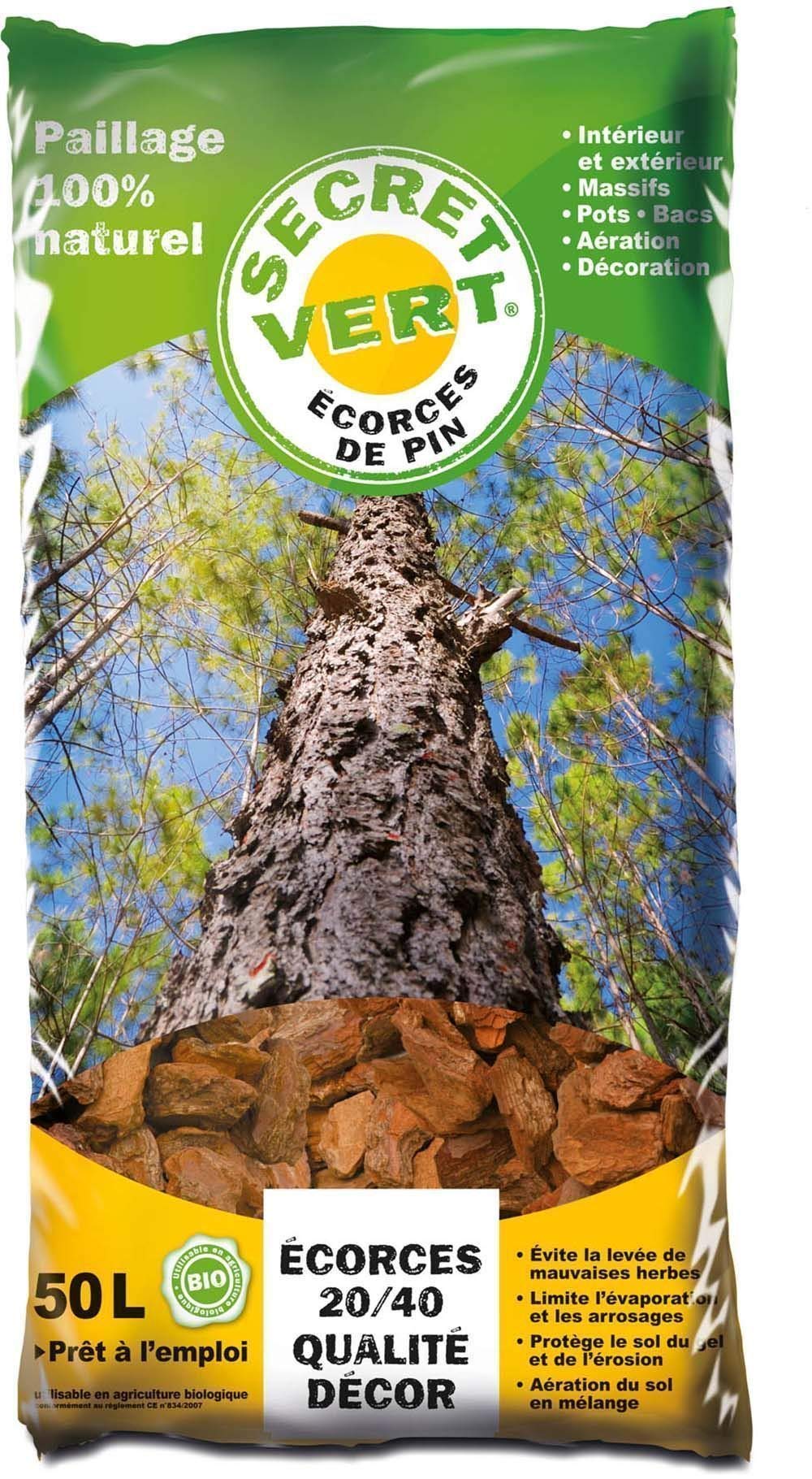 Ecorces de pin Maritime 20/40 qualité décor 50 litres