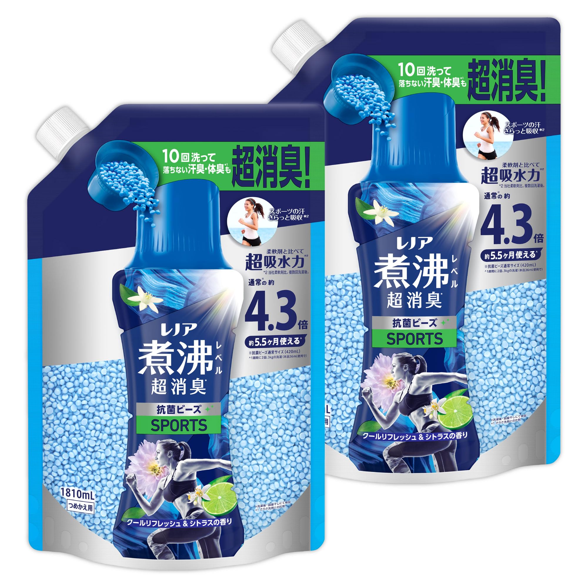Amazon.co.jp: レノア 煮沸レベル超消臭 抗菌ビーズ SPORTS クール