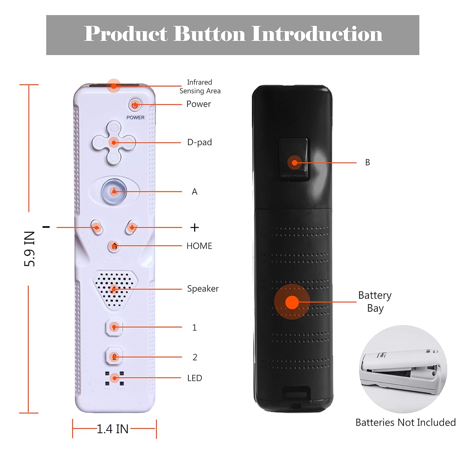 Wii Remote Controller, Poglen Wii Game Wireless Controller for Nintendo Wii/Wii U Console, 2 Packs, Black and White