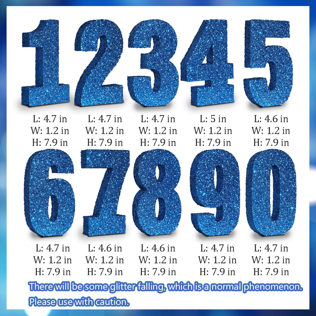 Blue Glitter Number 0, Birthday Decorations for Men and Boys, Party Centerpieces for Table Decorations,Chrismas Anniversary Decorations Table Toppers(7.8 Inch)