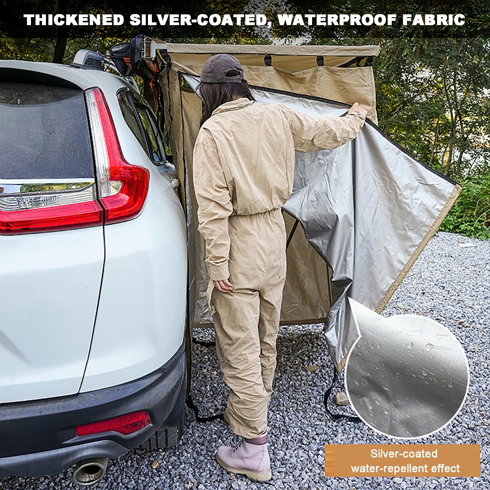 Overland Duschzelt Camping mit Dach, Umkleidekabine Mobil, Auto Seitenduschraum, Tragbares Duschzelt, Toiletten Camping Sichtschutz, 103 x 180 cm