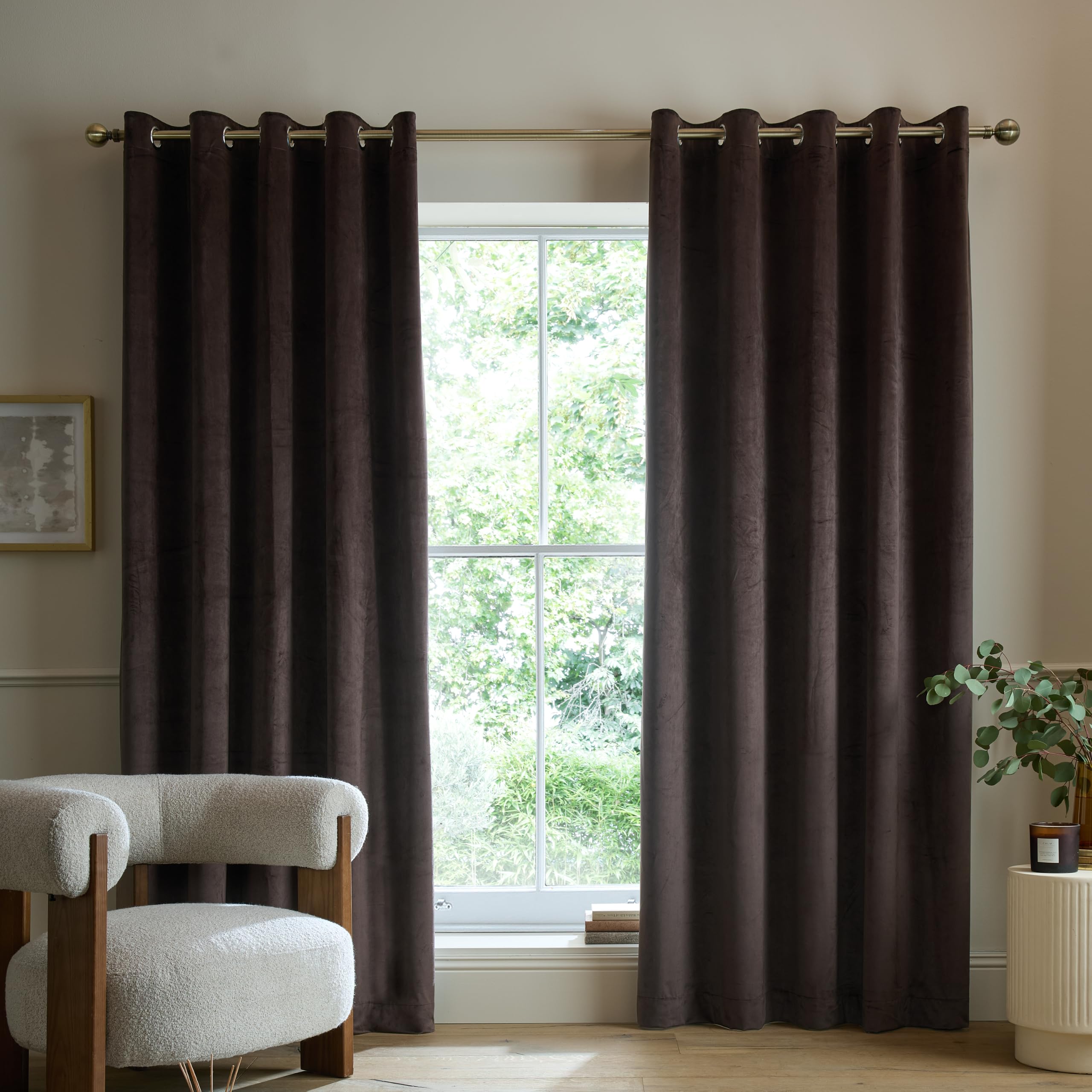 Catherine Lansfield Super Thermal Blackout 46x90 Inch Eyelet Curtains Chocolate