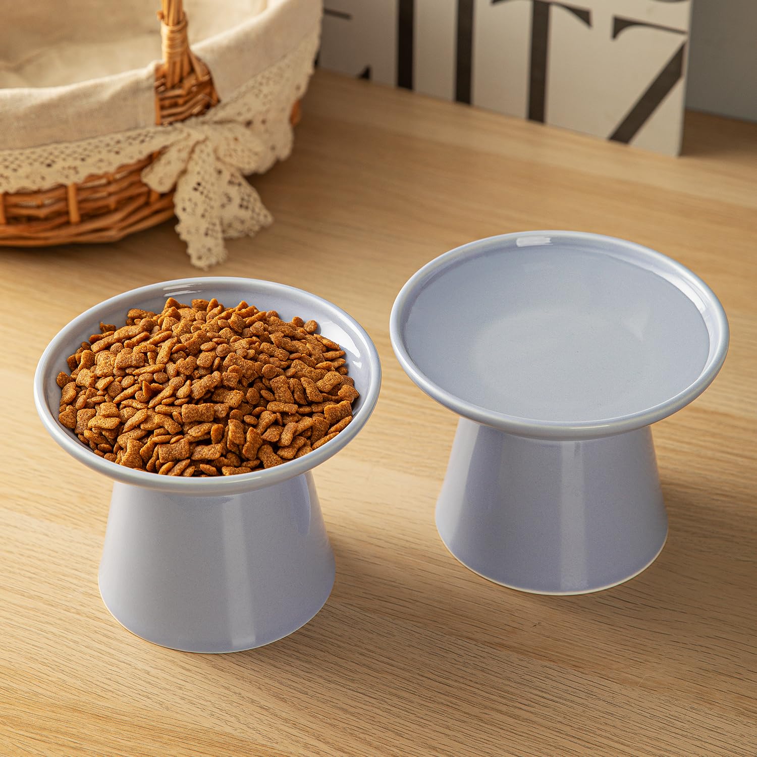 Erhöhte Futternäpfe für Katzen, Keramik, 15,7 cm breit, 2