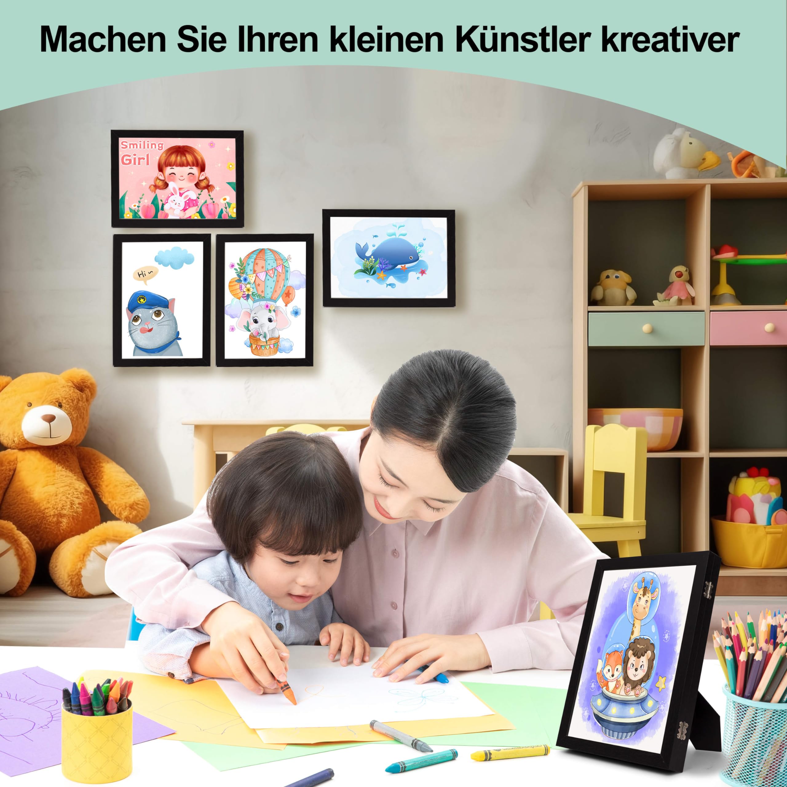 farout! Kinder Kunst Bilderrahmen Din A4 für Kinderzeichnungen, Rahmen aufklappbar, Kinderkunst Rahmen austauschbare Bilder, Ideal für Kinderbilder Kunstprojekte. (Weiß Set of 3)