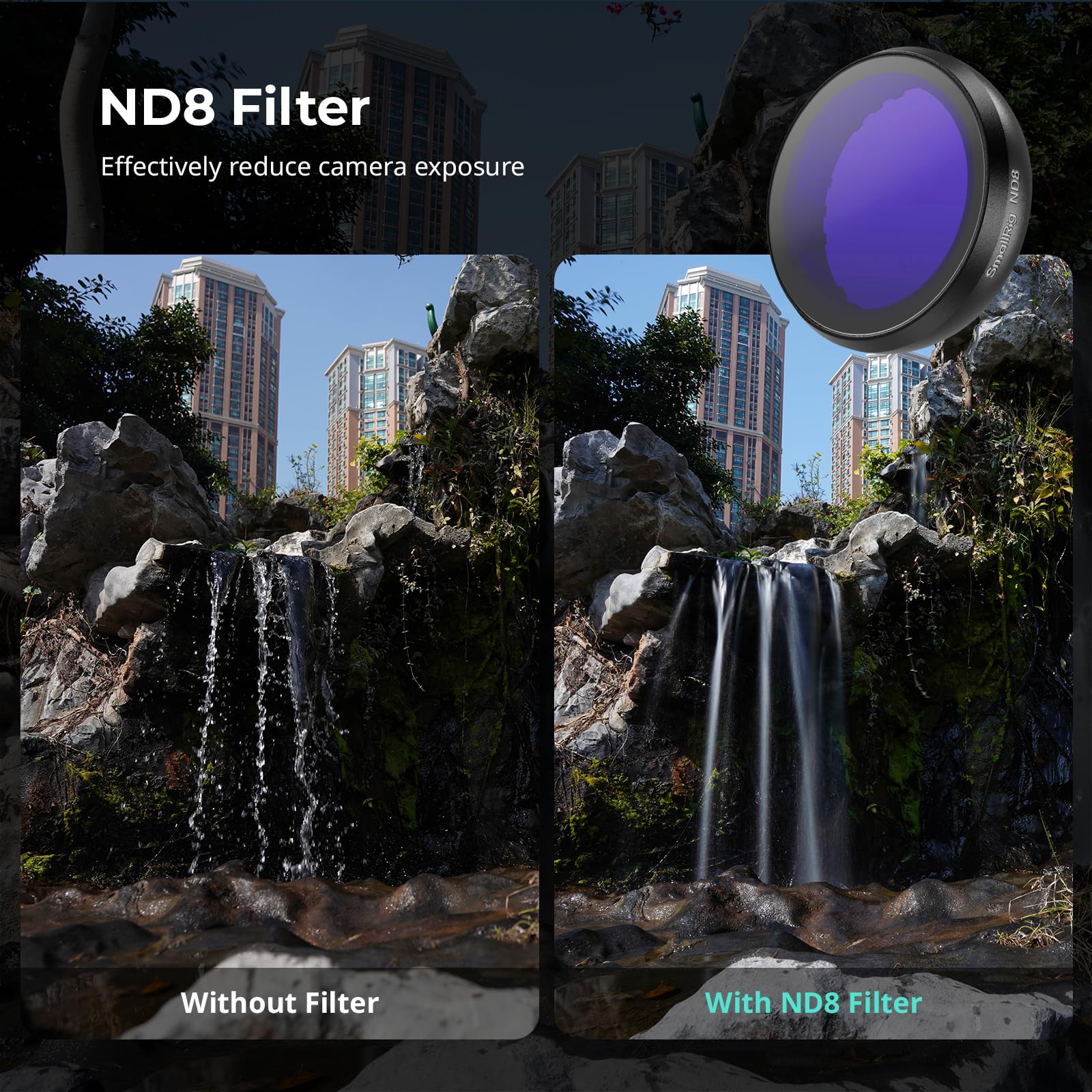 SMALLRIG GO Ultra Filter Kit for Insta360 GO Ultra, Snap-on Design, Includes ND8 Filter, CPL Filter, Silicone Lens Cover, and Cleaning Cloth - 5862