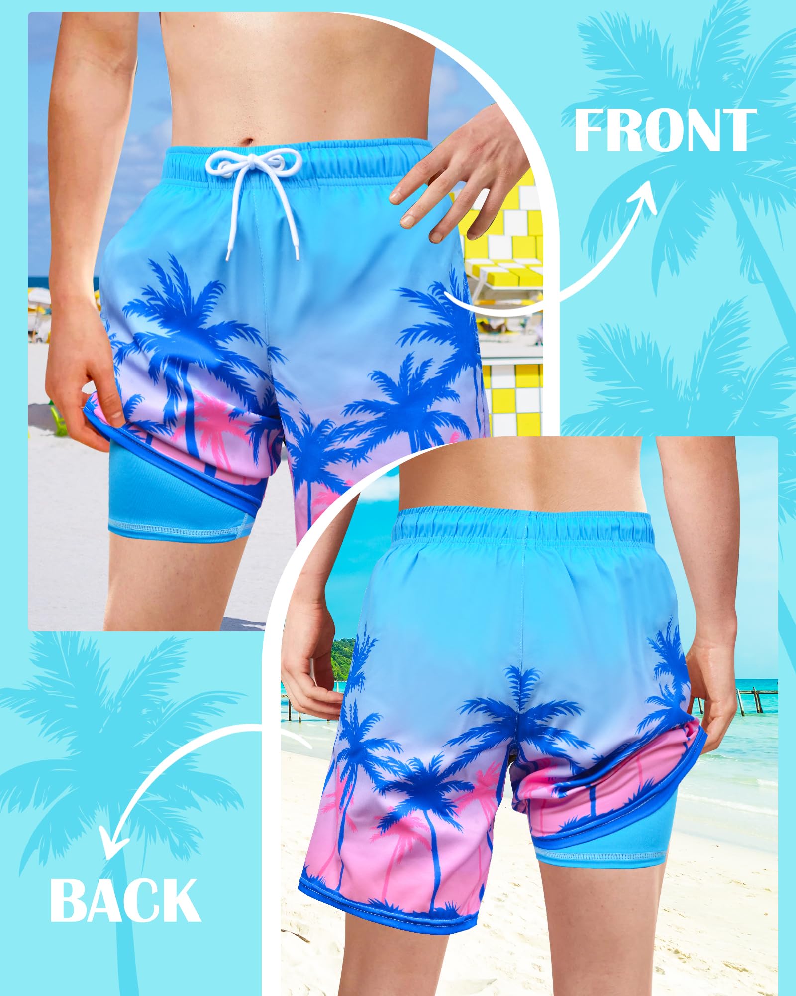 Maillot de bain pour garçons avec doublure de compression - Séchage rapide - Maillot de bain pour garçons - Short de plage