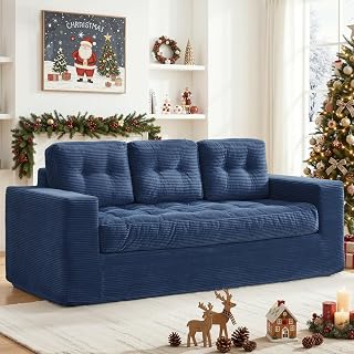 Boneless Couches for Living Room, 74" Modern 3 Seater Sofa with Deep Seat, Comfy Cloud Sofa with Corduroy Fabric, No Assembly Couch, Bean Bag Couch for Bedroom, Dorm, Apartment
