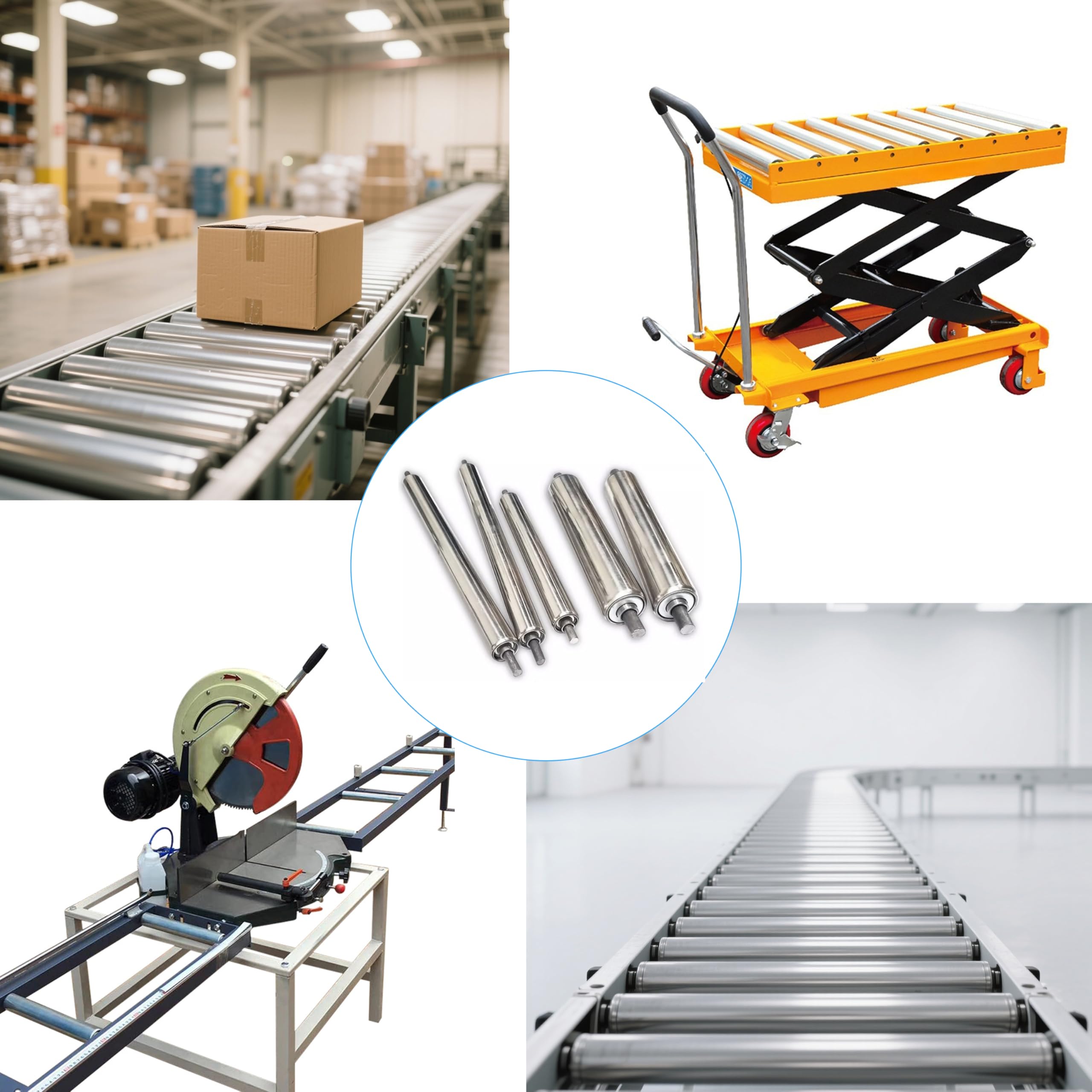 Conveyor Roller 2" Diameter 6" Length, Heavy Duty Stainless Steel Gravity Transmission Replacement Part for Rollers Conveyor, Logistics Warehouses, Woodworking Table, Kayak, Dock — Amazon image 4