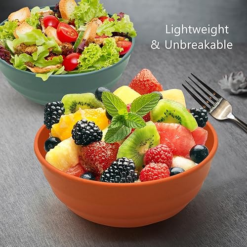 Miniatura 4 de Numkey Juego de 4 cuencos de paja de trigo de 60 onzas, cuencos de ensalada, irrompibles, grandes, cuencos de cereales de gran tamaño, ligeros para