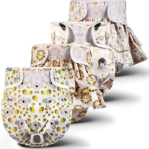 XPCARE Pañales para perras hembras (paquete de 4)  Pañales lavables y reutilizables para cachorros  Pañales para cachorros altamente absorbentes