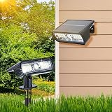 Toodour Solar Spot Light Outdoor, 2 Pack Solar Lights Outdoor with 2 Modes | Waterproof Solar Powered Flood Lights Landscape Lighting for Yard Garden Home Pathway Walkway Outdoor Decor - Cool White