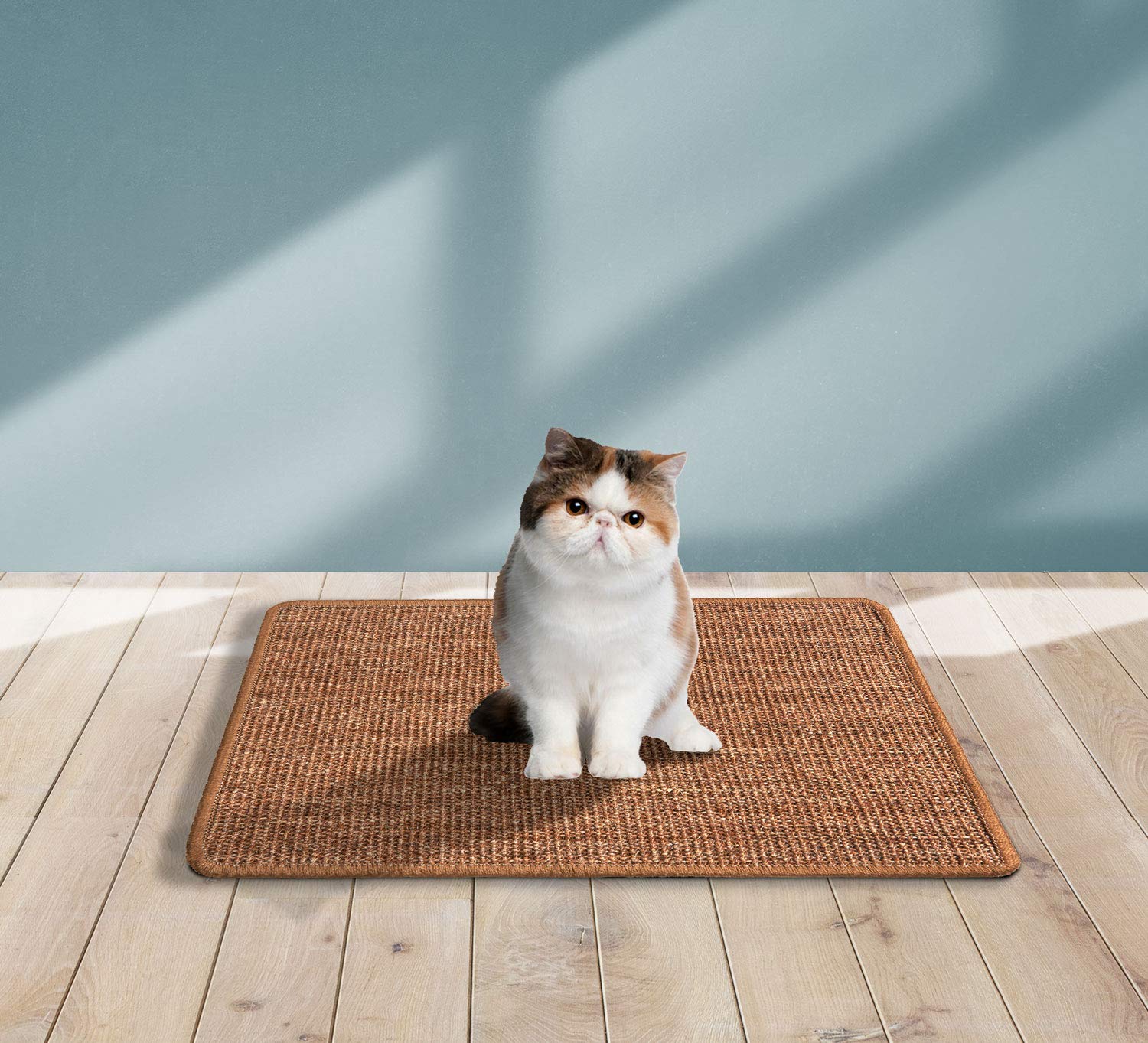 Tapete rascador para gatos, de sisal natural, protector de muebles para arañazos, alfombrilla horizontal para rascar el suelo, protege alfombras y sofás (11.8 x 14.9 pulgadas, marrón) 5