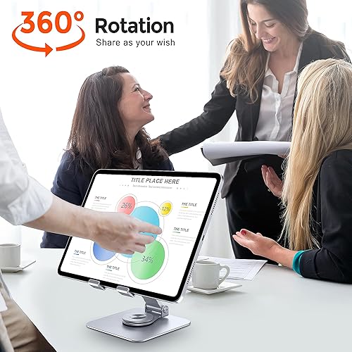 Miniatura 2 de Soporte para tableta, soporte plegable de aluminio giratorio de 360 para escritorio, compatible con iPad Pro 10.5, 11, 12.9, Air Mini 2 3 4 5 6,
