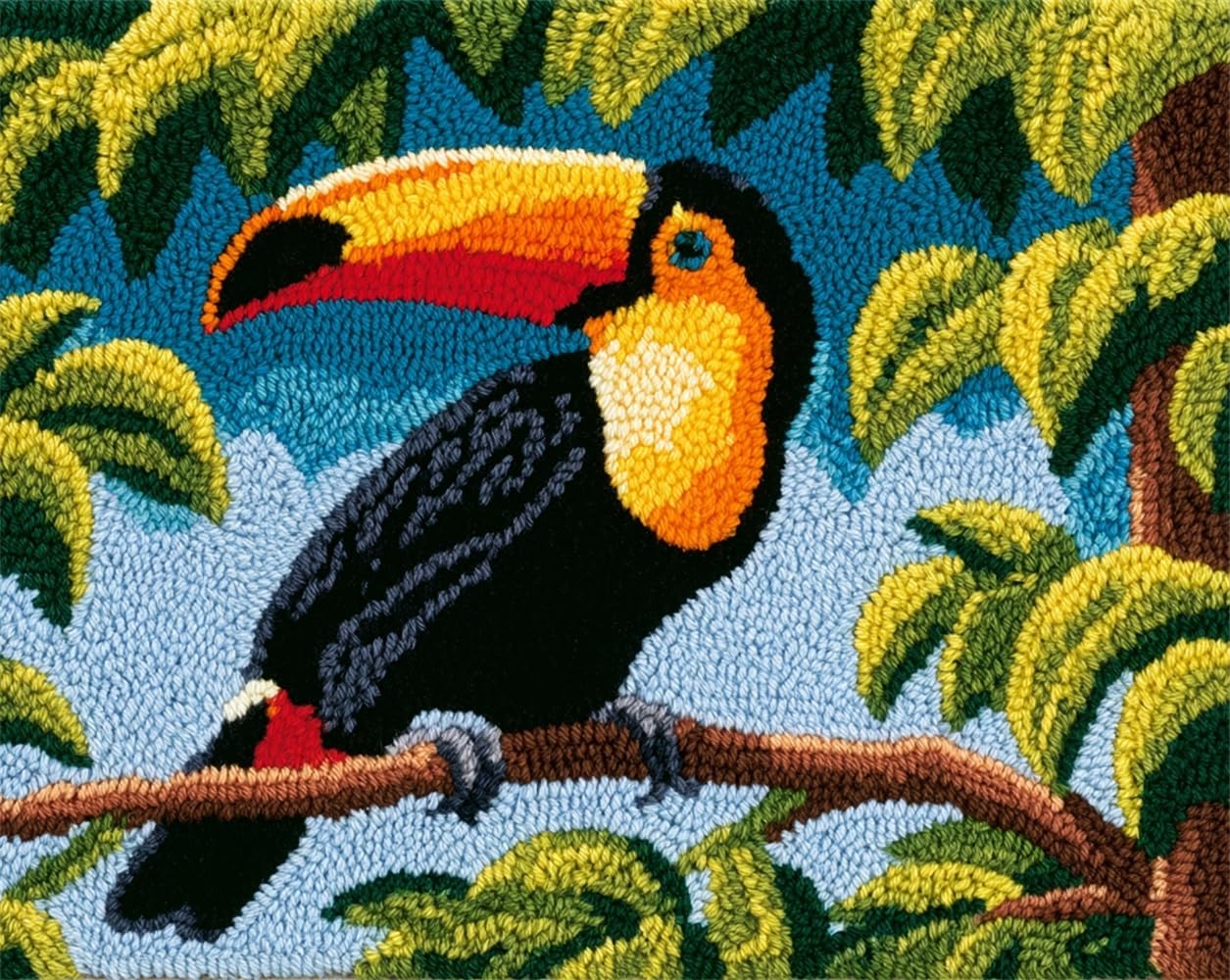 FWRTYCB Latch Hook Kits Rugs,Toucan in the Tree