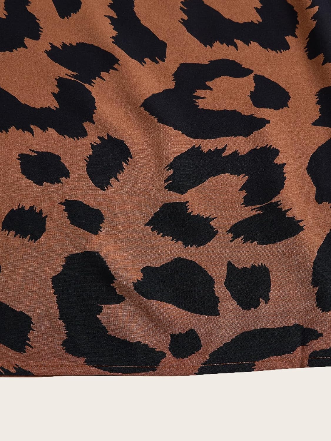 Women's Vintage Leopard Print Tops Elegant Ruffle Sleeve Notch V Neck Work Office Blouses - Image 5