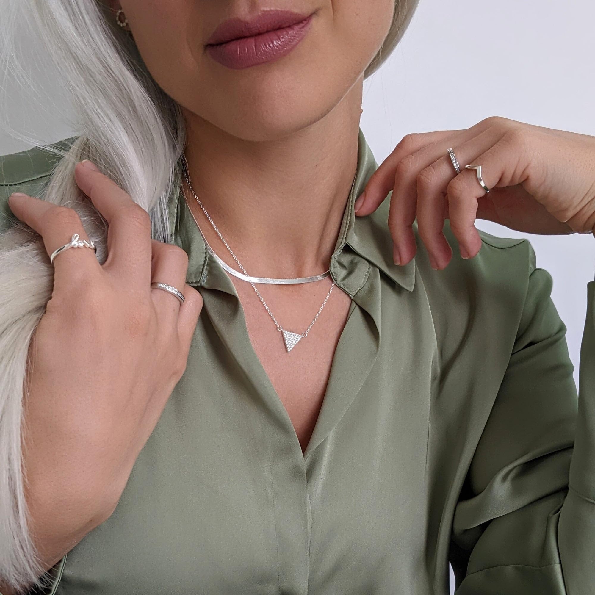 Silverly Collana a Spina di Pesce in Argento 925 per Donna, 45cm | Catena a Serpente Piatta Semplice in Argento Sterling da 2,5mm per Stratificazione | Catene Minimaliste