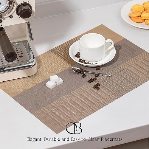 Miniatura 2 de Juego de 8 manteles individuales de vinilo tejido fácil de limpiar para mesa de comedor, interiores y exteriores, manteles individuales de PVC