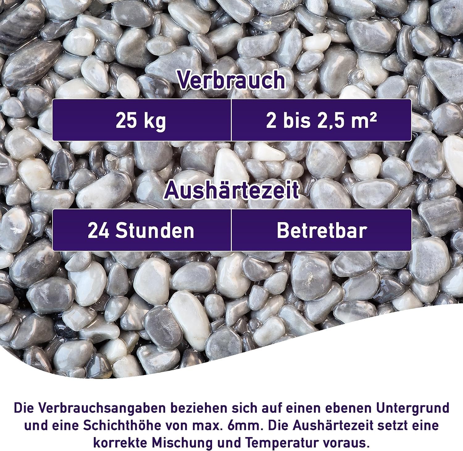 ST-PU Steinteppich Komplett-Set (Verde Alpi) für ca. 2,5m² inkl. 1K Polyurethan PU Bindemittel, natürlicher Steinboden, Marmorkies