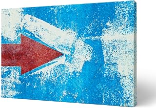 Printscapes Canvas Wall Art - Red Arrow Painted On Blue Wall by Ken Welsh - 12" x 8"