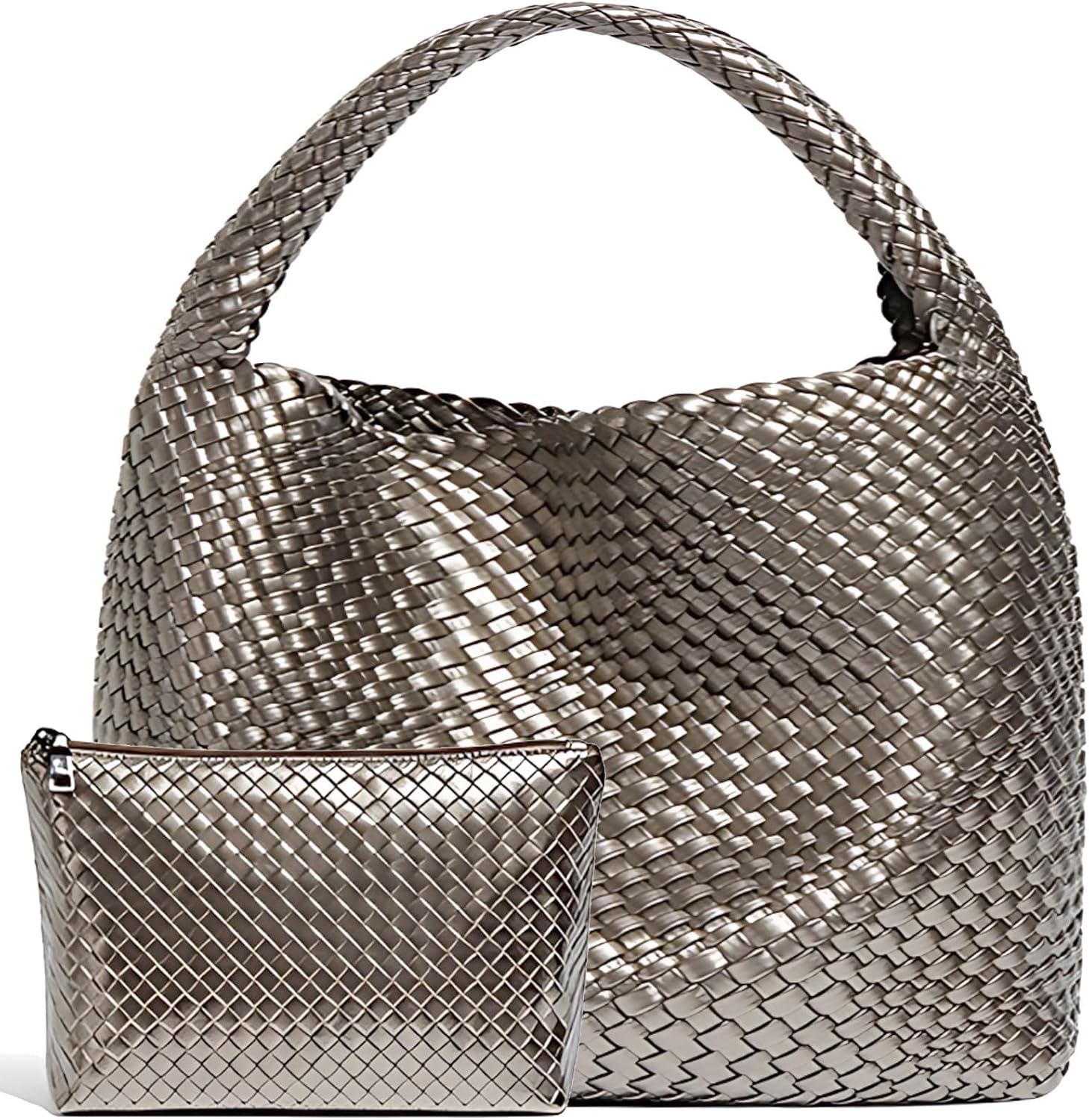 Geelyda Woven Tote Bag for Women with Purse, Fashion Shoulder Hobo Underarm Bags, Large Woven Handmade Work Commuter Day Bags