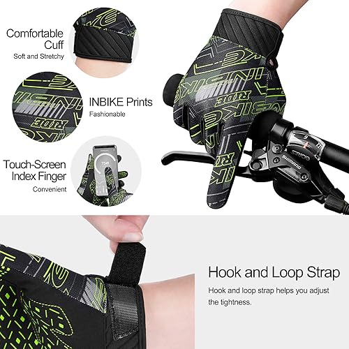 Miniatura 5 de INBIKE Guantes de ciclismo para hombres y mujeres, guantes de ciclismo acolchados de gel con memoria que absorben los golpes, guantes de ciclismo