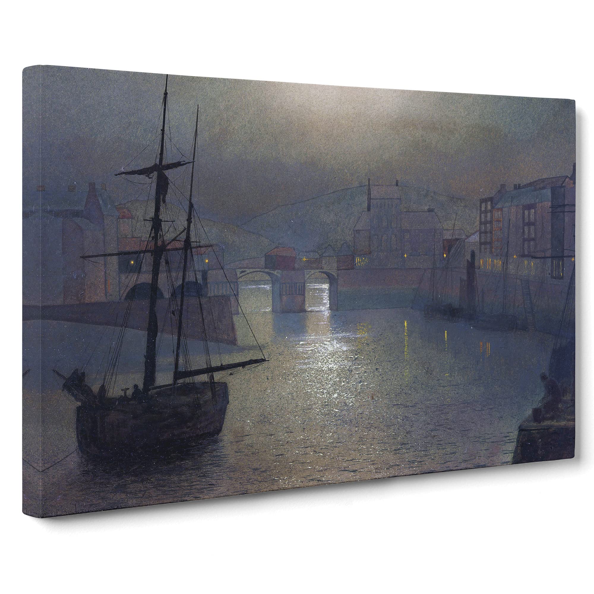 Whitby Harbour Vol.1 By John Atkinson Grimshaw Canvas Print, Mixed, 25L x 50W cm