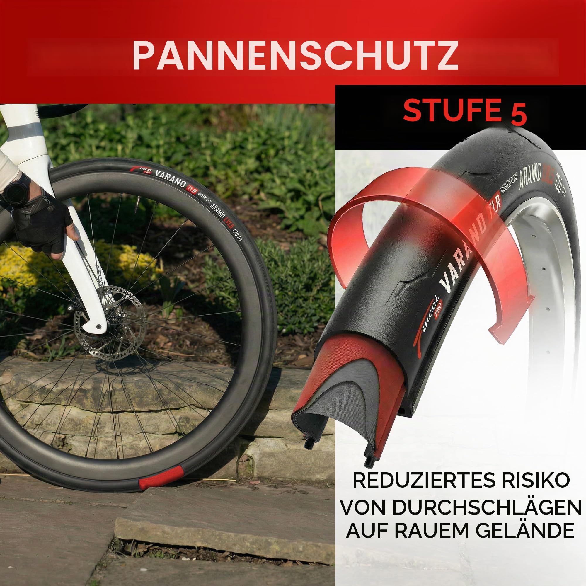 Fincci Varano 2er Set Fahrradreifen 28 Zoll 700x28c (28-622) - Tubeless Ready Rennrad Reifen 700x28c Faltbar Aramid mit 1mm Pannenschutz 120 TPI - Slick Profil für Straßenrennrad & Commuter | Reifen 700 x 28c 28-622 Rennrad mit 120 TPI und Aramid Pannensc