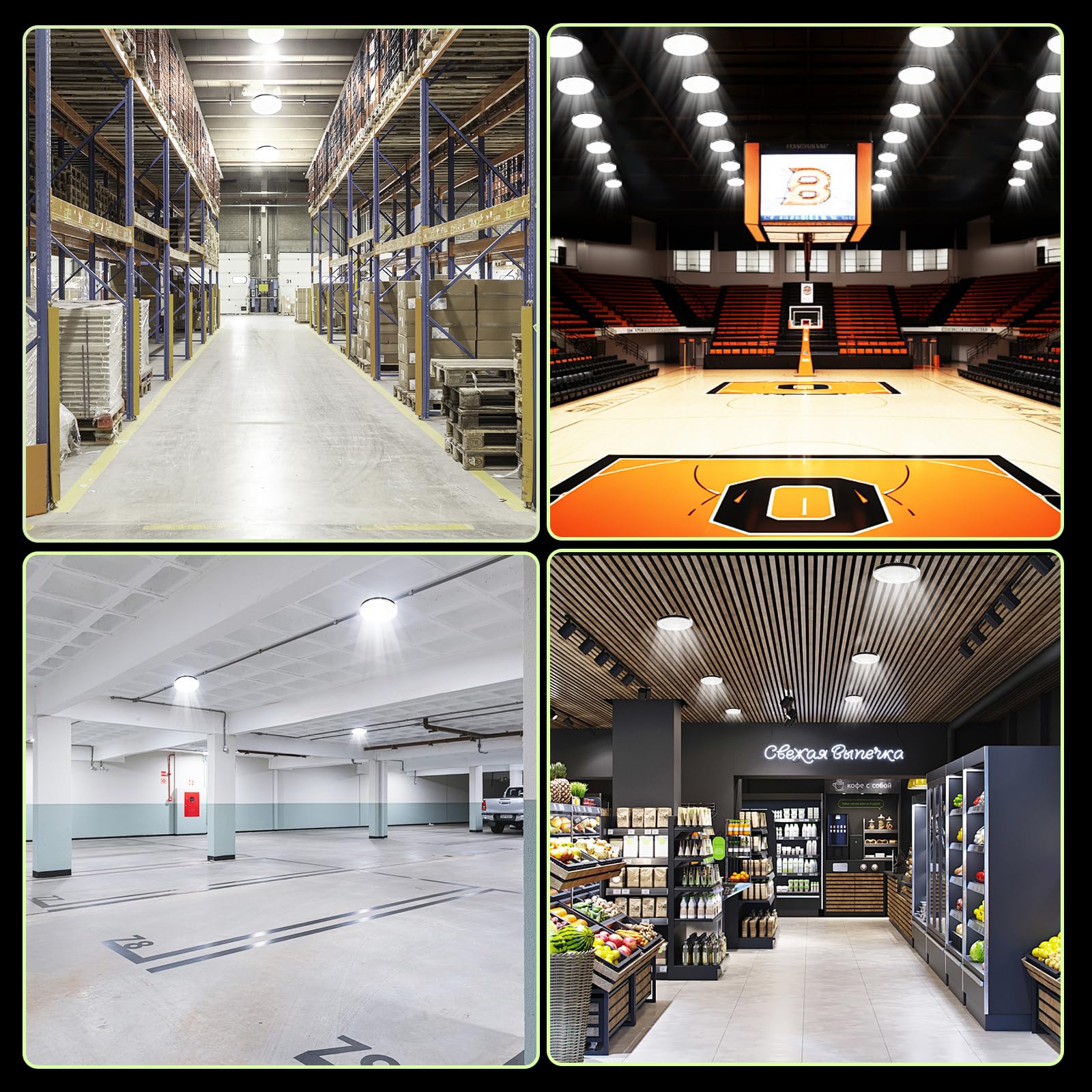 300W UFO LED High Bay Lights 5000K 30000LM Commercial Bay Lighting with US Plug for Shop Barn Warehouse — view 6