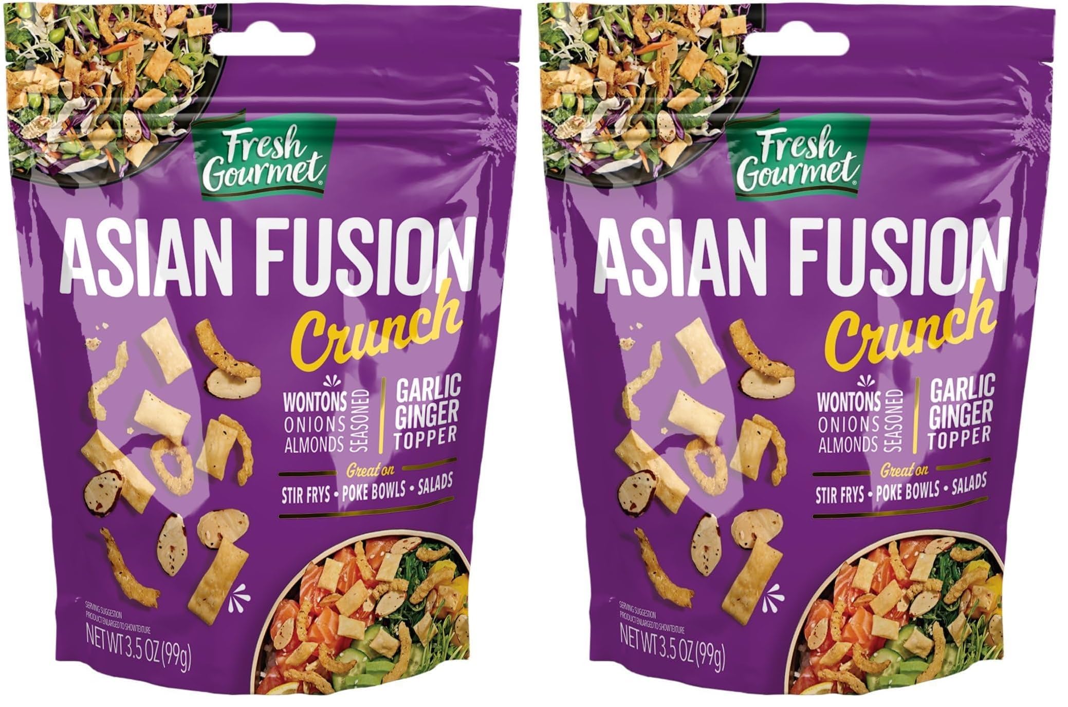 Fresh Gourmet Asian Fusion Crunch / Asian Fusion / 3.5 Ounce (Pack of 2) Salad Toppings
