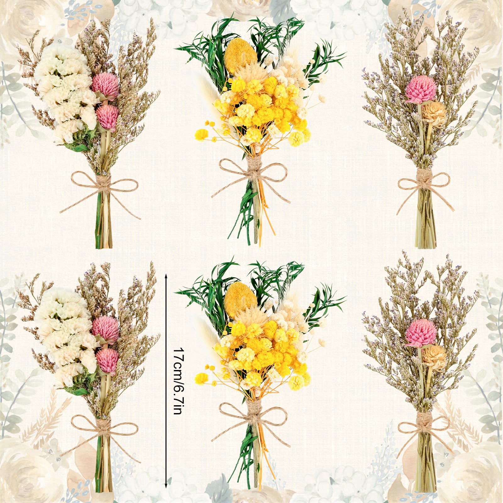 6 Ramos Mini Flores Secas Nomeolvides, Pequeños Ramilletes de Flores Secas, Decoración Natural para Scrapbooking, Bullet Journal, Álbum de Fotos, Manualidades, Sobres y Cajas de Regalo
