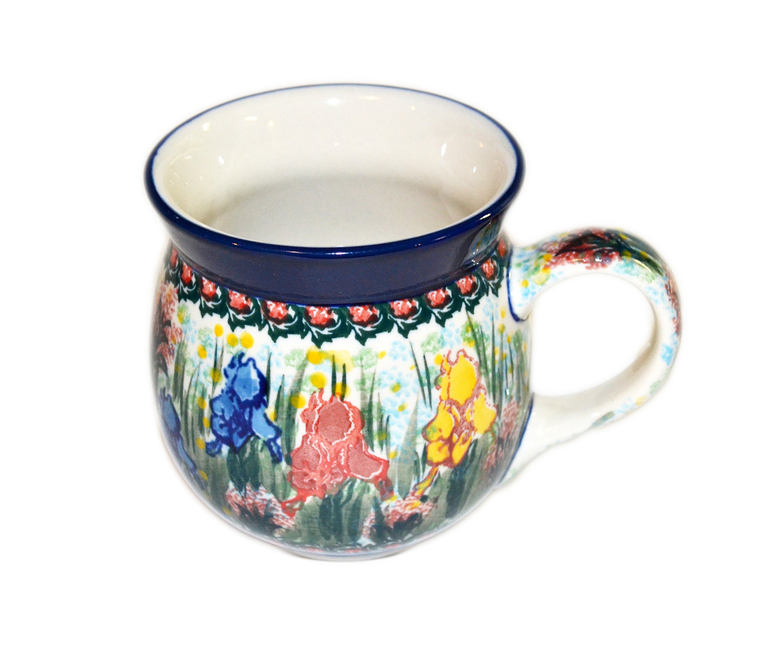 Polish Pottery Gallery 16 oz Ceramic Bubble Mug - Hand Made and Painted (P6932A) 16 ounce Green
